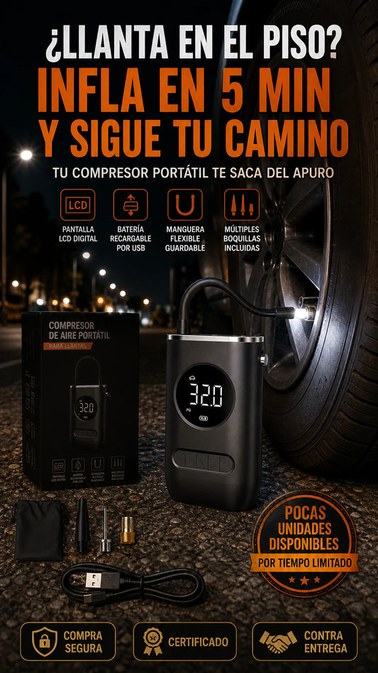 Compresor de Aire Portátil Digital para Neumáticos