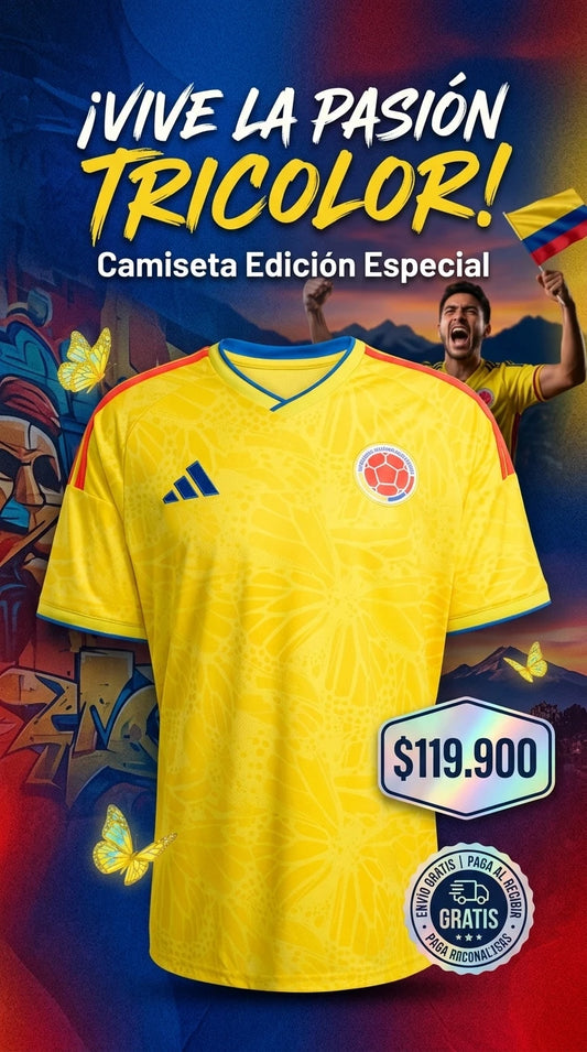 Camiseta Oficial Selección Colombia Mundial 2026 - Edición Especial Mariposas