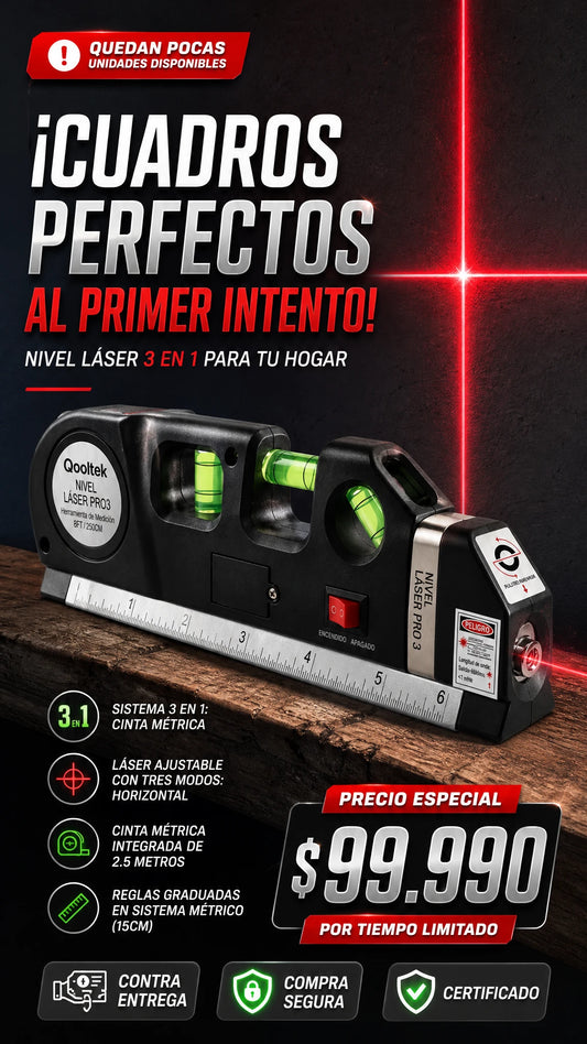 Nivel Láser Multiusos Qooltek Laser Level Pro 3