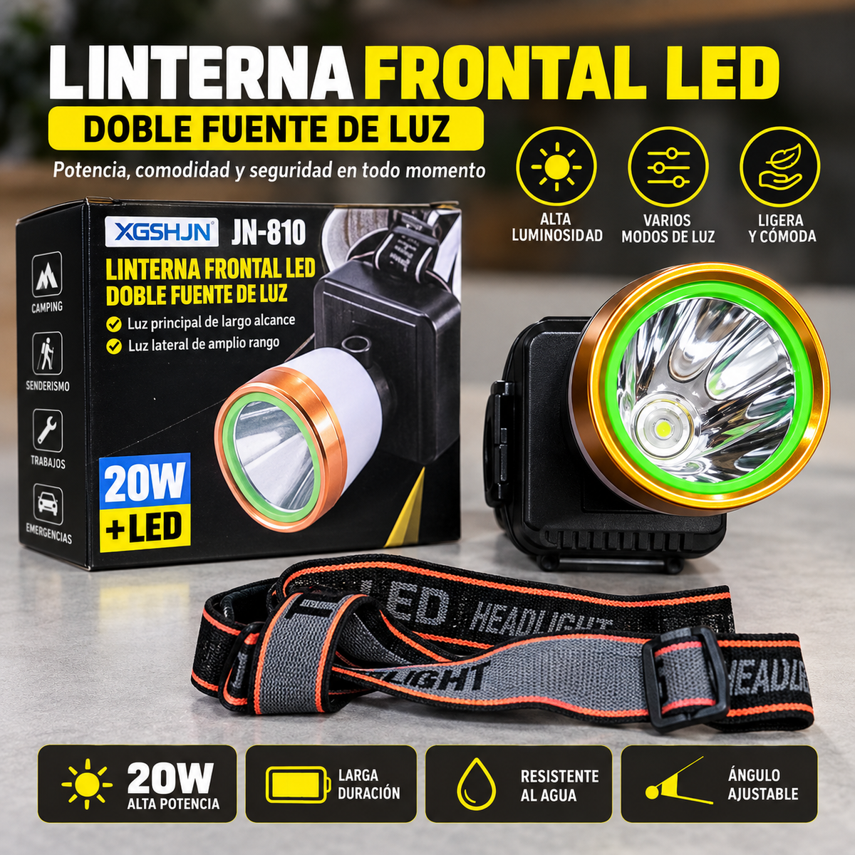 LUMIFRONT 20W – Linterna Frontal LED.