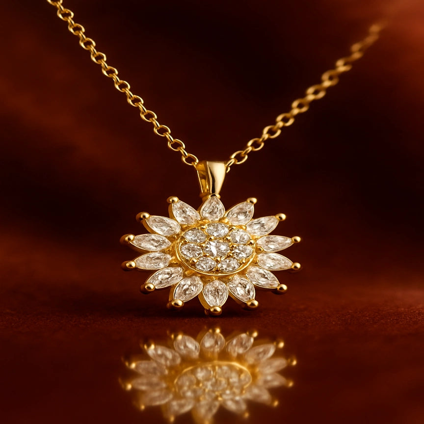 Collar Girasol Giratorio + Caja lujo