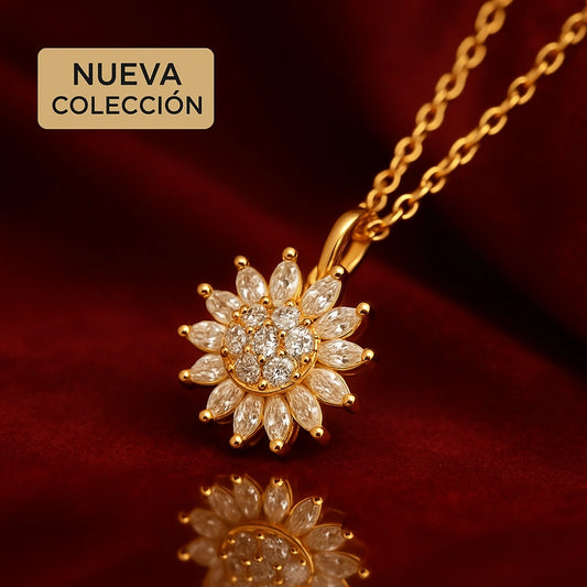 Collar Girasol Giratorio + Caja lujo